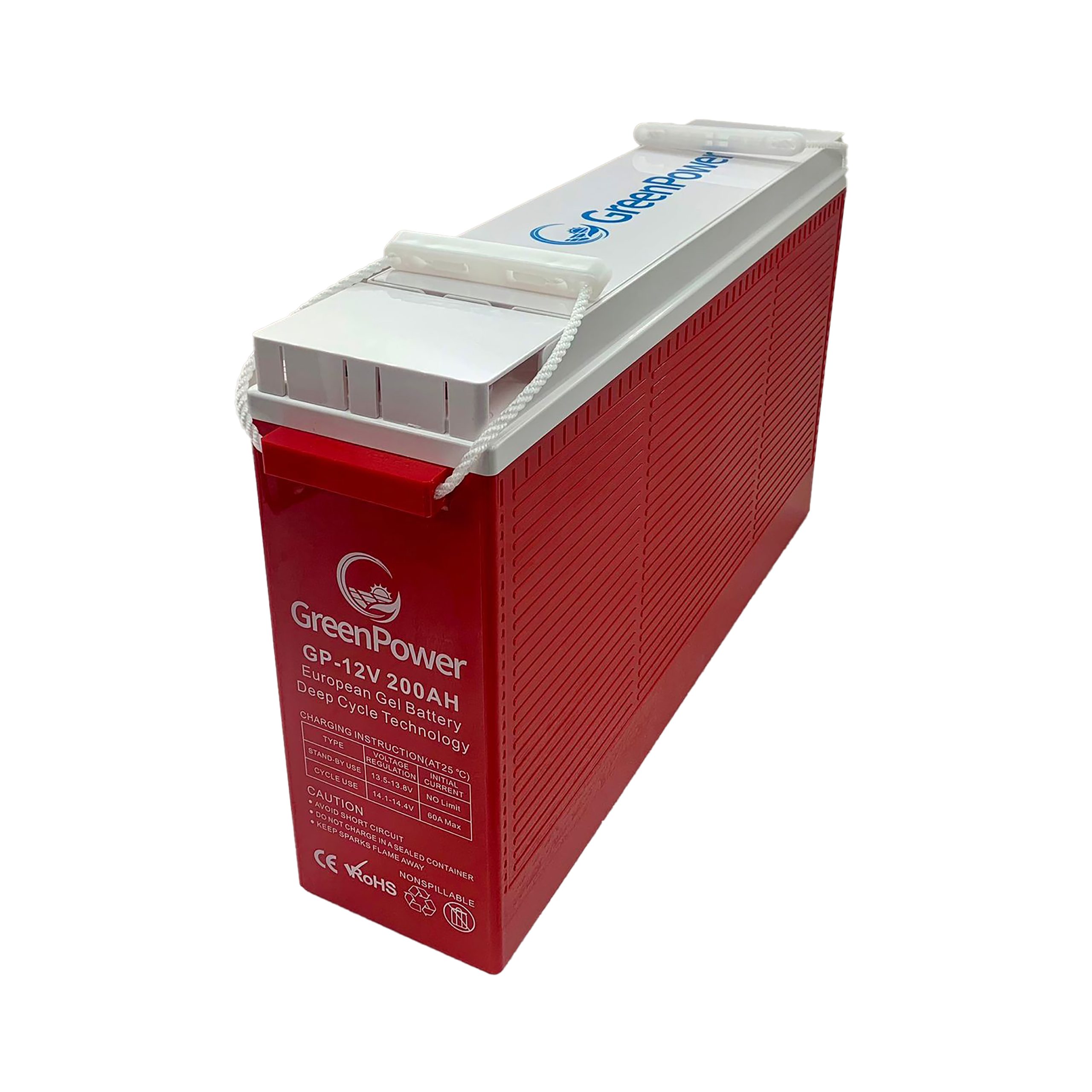 200ah GreenPower Gel Slim Battery – European 12v – Deep Cycle Over 1000 cycles