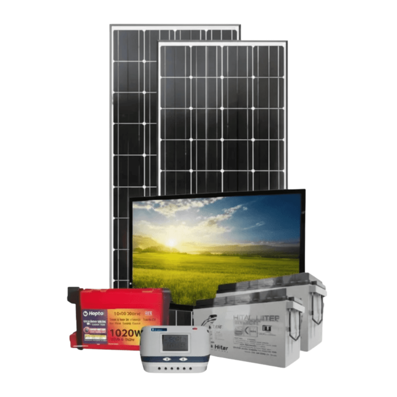 3Kw PWM Solar Kit 3000w – 32″ LED Colour TV + Original Ritar Batteries + 4 Free Bulbs + Power Extension